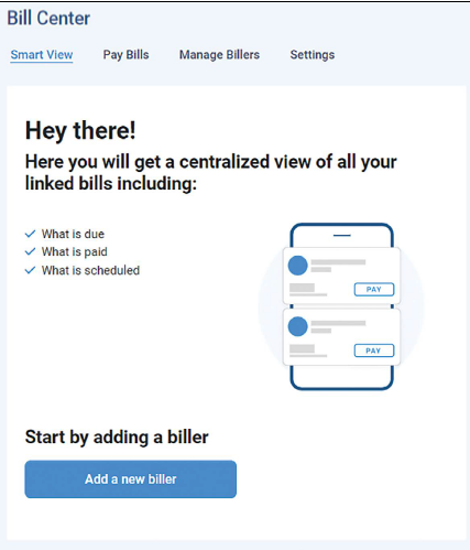 Screenshot of the Bill Center's Smart View tab.