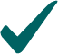 Teal icon of a checkmark. 
