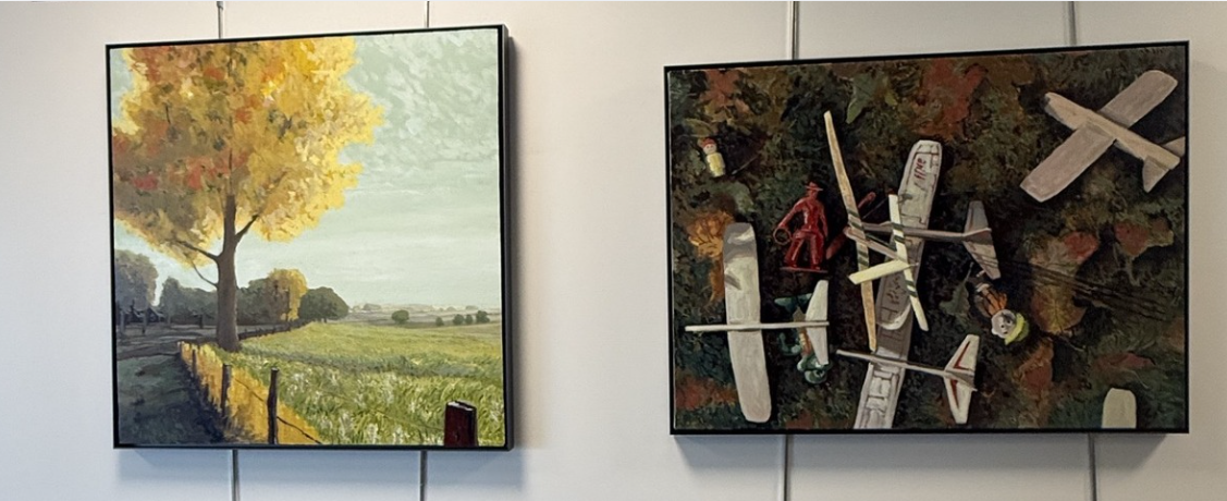 Artist Doug Johnson's artwork on display in IAACU lobby.