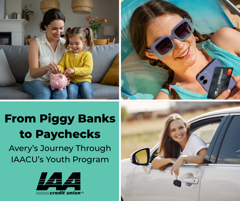 Images of Avery at different stages of her financial journey with IAACU.