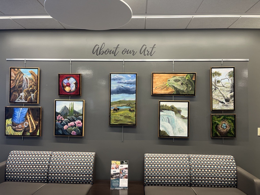 Image of Joan Maney's artwork on display in IAACU Lobby.