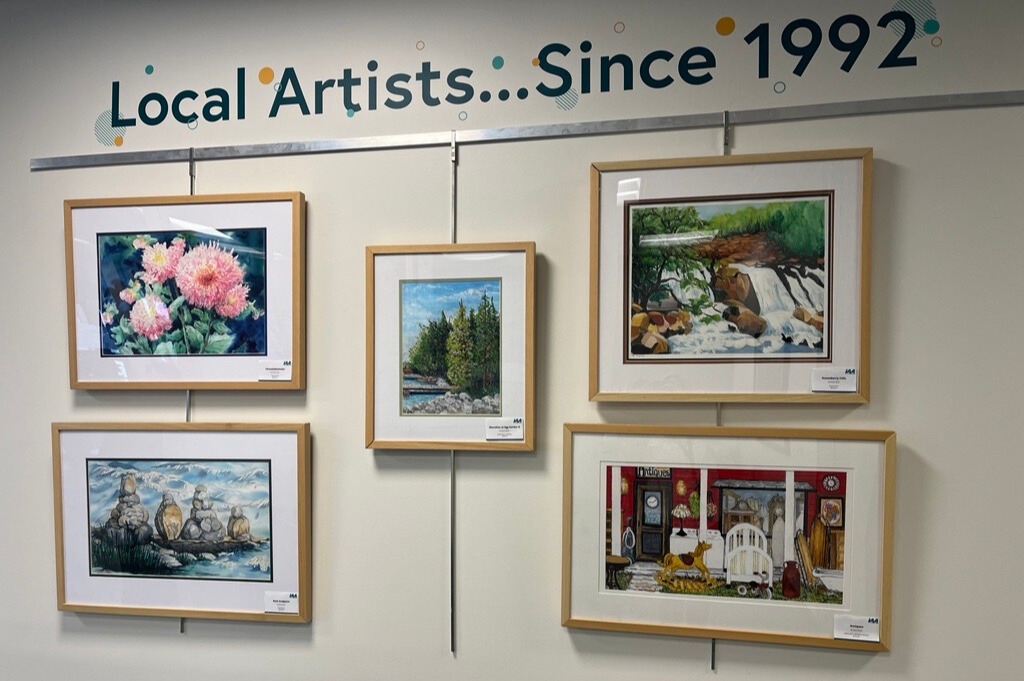 Image of Karen Gyllin's Art on display in IAACU lobby.