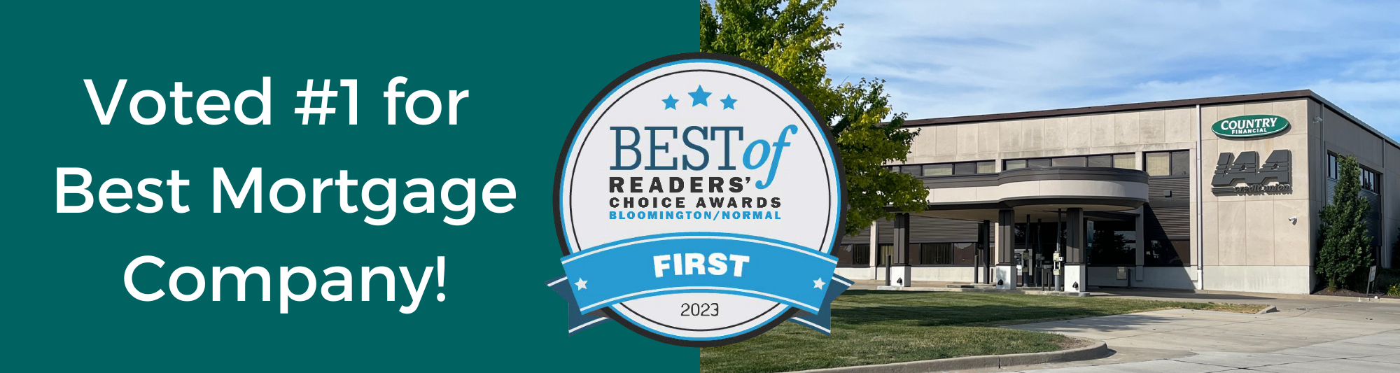 Photo of IAACU building with the Pantagraphs Readers' Choice Award